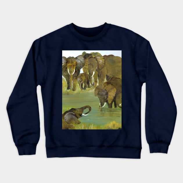 Africa Elephants Crewneck Sweatshirt by Cwang